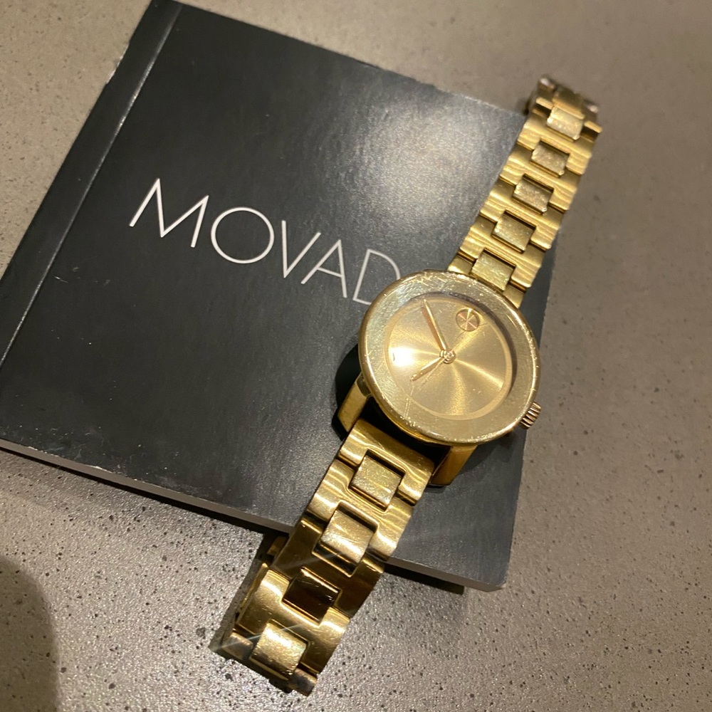 Movado Womens Swiss Bold Yellow Gold-tone Stainless Steel Bracelet